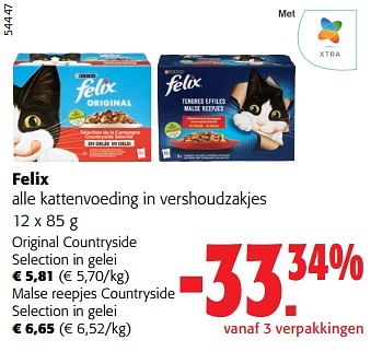 Promoties Felix alle kattenvoeding in vershoudzakjes - Purina - Geldig van 27/03/2024 tot 09/04/2024 bij Colruyt