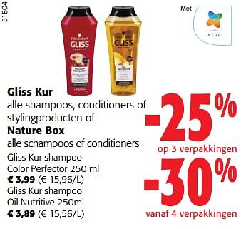 Promoties Gliss kur alle shampoos, conditioners of stylingproducten - Gliss Kur - Geldig van 27/03/2024 tot 09/04/2024 bij Colruyt