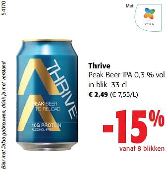 Promotions Thrive peak beer ipa 0,3 % vol - Thrive - Valide de 27/03/2024 à 09/04/2024 chez Colruyt
