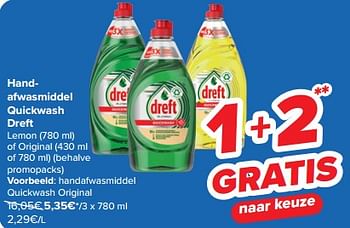 Promoties Handafwasmiddel quickwash original - Dreft - Geldig van 27/03/2024 tot 08/04/2024 bij Carrefour