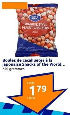 Promoties Boules de cacahuètes à la japonaise snacks of the world - Snacks of the World - Geldig van 27/03/2024 tot 02/04/2024 bij Action