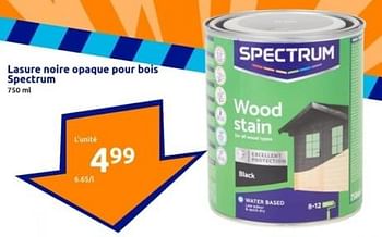 Promotions Lasure noire opaque pour bois spectrum - SPECTRUM - Valide de 27/03/2024 à 02/04/2024 chez Action