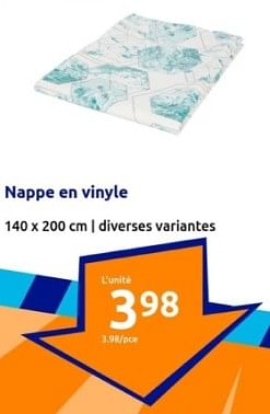 Promotions Nappe en vinyle - Produit Maison - Action - Valide de 27/03/2024 à 02/04/2024 chez Action