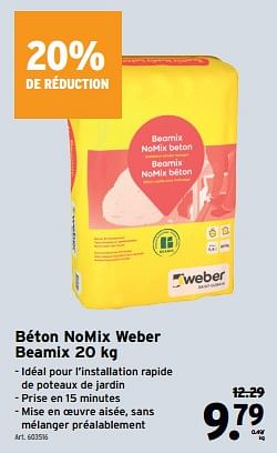 Promotions Béton nomix weber beamix - Weber - Valide de 27/03/2024 à 02/04/2024 chez Gamma