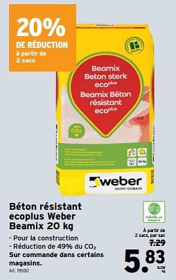 Promotions Béton résistant ecoplus weber beamix - Weber - Valide de 27/03/2024 à 02/04/2024 chez Gamma