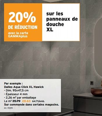 Promotions Dalles aqua click xl hawick - Produit maison - Gamma - Valide de 27/03/2024 à 02/04/2024 chez Gamma