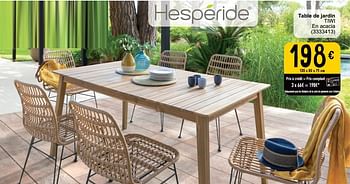 Promoties Table de jardin tiwi - Hespèride - Geldig van 26/03/2024 tot 30/06/2024 bij Cora