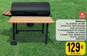 Promoties Barbecue au charbon, en tôle coloris noir - Brase - Geldig van 26/03/2024 tot 30/06/2024 bij Cora