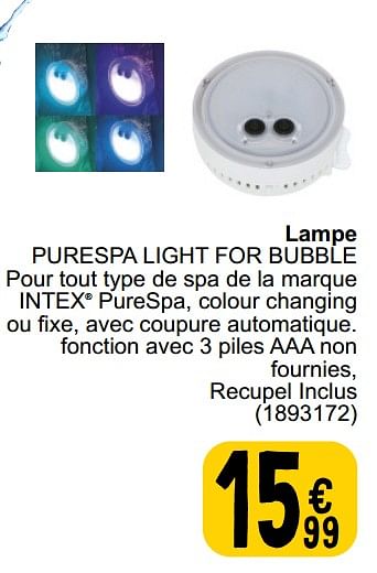 Promotions Lampe purespa light for bubble - Intex - Valide de 26/03/2024 à 30/06/2024 chez Cora
