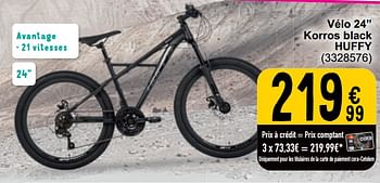 Promoties Vélo 24” korros black huffy - Huffy Bicycles - Geldig van 26/03/2024 tot 30/06/2024 bij Cora