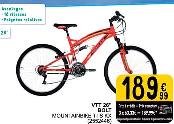 Promoties Vtt 26” bolt mountainbike tts kx - Bolt - Geldig van 26/03/2024 tot 30/06/2024 bij Cora