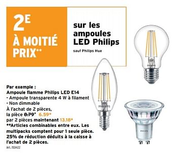 Promoties Ampoule flamme philips led e14 - Philips - Geldig van 27/03/2024 tot 02/04/2024 bij Gamma
