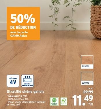 Promoties Stratifié chêne gallois - Huismerk - Gamma - Geldig van 27/03/2024 tot 02/04/2024 bij Gamma
