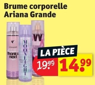 Promotions Brume corporelle ariana grande - Ariana Grande - Valide de 25/03/2024 à 07/04/2024 chez Kruidvat