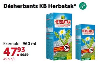 Promoties Désherbants kb herbatak - KB - Geldig van 27/03/2024 tot 07/04/2024 bij Aveve