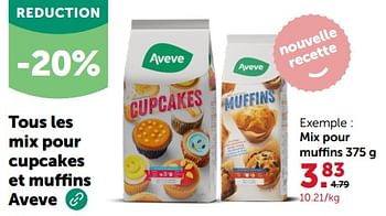 Promotions Aveve mix pour muffins - Produit maison - Aveve - Valide de 27/03/2024 à 07/04/2024 chez Aveve