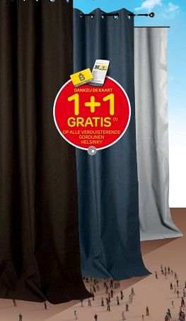 Promoties 1+1 gratis op alle verduisterende gordijnen helsinky - Huismerk - Brico - Geldig van 27/03/2024 tot 08/04/2024 bij Brico