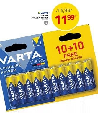 Promoties Set van 20 aa-batterijen - Varta - Geldig van 27/03/2024 tot 08/04/2024 bij Brico