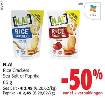 Promoties N.a! rice crackers sea salt of paprika - N.A! - Geldig van 27/03/2024 tot 09/04/2024 bij Colruyt