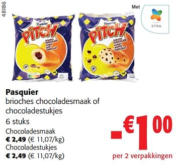 Promoties Pasquier brioches chocoladesmaak of chocoladestukjes - Brioche pasquier - Geldig van 27/03/2024 tot 09/04/2024 bij Colruyt
