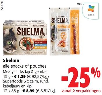 Promoties Shelma alle snacks of pouches - Shelma - Geldig van 27/03/2024 tot 09/04/2024 bij Colruyt