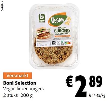 Promoties Boni selection vegan linzenburgers - Boni - Geldig van 27/03/2024 tot 09/04/2024 bij Colruyt
