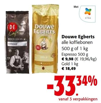 Promoties Douwe egberts alle koffiebonen - Douwe Egberts - Geldig van 27/03/2024 tot 09/04/2024 bij Colruyt