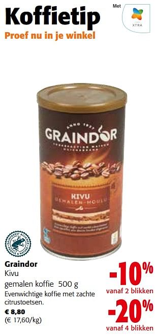 Promoties Graindor kivu gemalen koffie - Graindor - Geldig van 27/03/2024 tot 09/04/2024 bij Colruyt