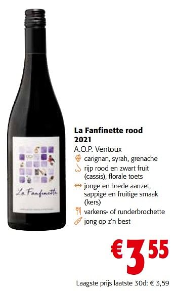 Promoties La fanfinette rood - Rode wijnen - Geldig van 27/03/2024 tot 09/04/2024 bij Colruyt