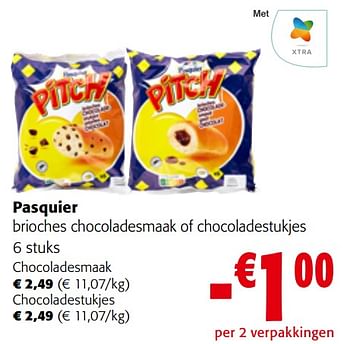 Promoties Pasquier brioches chocoladesmaak of chocoladestukjes - Pasquier - Geldig van 27/03/2024 tot 09/04/2024 bij Colruyt