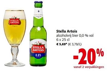 Promoties Stella artois alcoholvrij bier 0,0 % vol - Stella Artois - Geldig van 27/03/2024 tot 09/04/2024 bij Colruyt