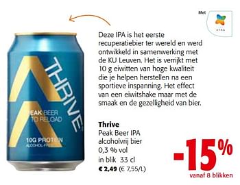 Promoties Thrive peak beer ipa alcoholvrij bier - Thrive - Geldig van 27/03/2024 tot 09/04/2024 bij Colruyt