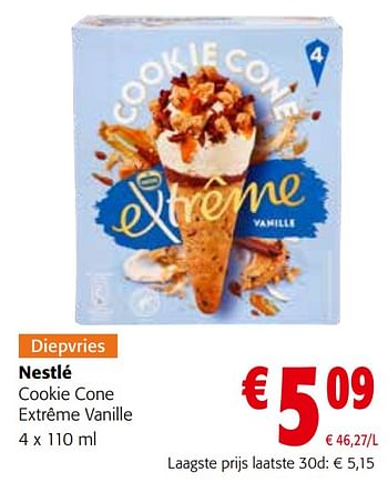Promoties Nestlé cookie cone extrême vanille - Nestlé - Geldig van 27/03/2024 tot 09/04/2024 bij Colruyt