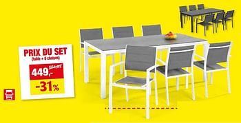 Promotions Table + 6 chaises - Garden Plus  - Valide de 27/03/2024 à 07/04/2024 chez Hubo