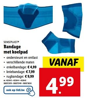 Promotions Bandage met koelpad - Sensiplast - Valide de 03/04/2024 à 09/04/2024 chez Lidl