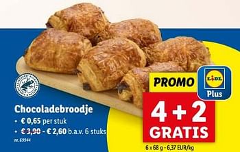 Promoties Chocoladebroodje - Huismerk - Lidl - Geldig van 03/04/2024 tot 09/04/2024 bij Lidl