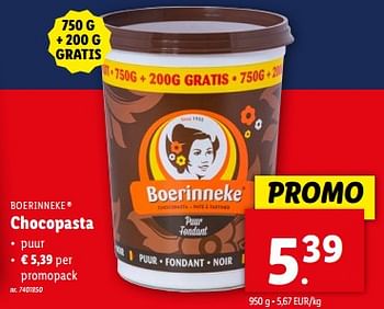 Promoties Chocopasta - 't Boerinneke - Geldig van 03/04/2024 tot 09/04/2024 bij Lidl