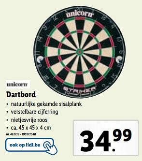 Promoties Dartbord - Unicorn - Geldig van 03/04/2024 tot 09/04/2024 bij Lidl