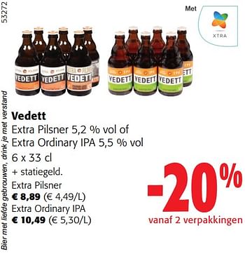 Promoties Vedett extra pilsner of extra ordinary ipa - Vedett - Geldig van 27/03/2024 tot 09/04/2024 bij Colruyt