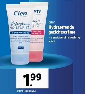 Promoties Hydraterende gezichtscrème - Cien - Geldig van 03/04/2024 tot 09/04/2024 bij Lidl