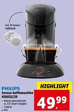 Promoties Philips senseo-koffiemachine hd6552-39 - Philips - Geldig van 03/04/2024 tot 09/04/2024 bij Lidl