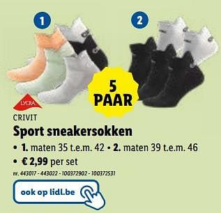 Promoties Sport sneakersokken - Crivit - Geldig van 03/04/2024 tot 09/04/2024 bij Lidl