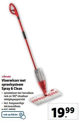 Promoties Vloerwisser met sproeisysteem spray + clean - Vileda - Geldig van 03/04/2024 tot 09/04/2024 bij Lidl