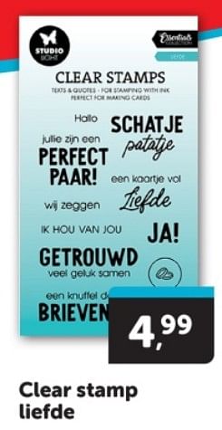 Promoties Clear stamp liefde - Huismerk - Boekenvoordeel - Geldig van 30/03/2024 tot 07/04/2024 bij BoekenVoordeel