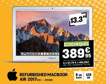 Promoties Apple refurbished macbook air 2017 eco + - Apple - Geldig van 27/03/2024 tot 02/04/2024 bij Electro Depot