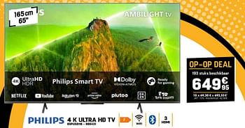Promoties Philips 4 k ultra hd tv 65pus8118 - Philips - Geldig van 27/03/2024 tot 02/04/2024 bij Electro Depot