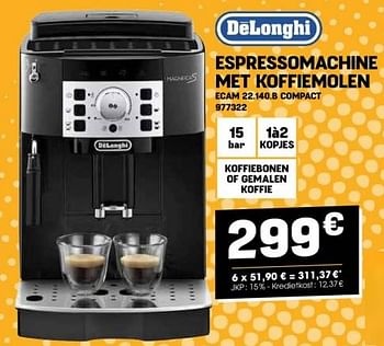 Promoties Delonghi espressomachine met koffiemolen ecam 22.140.b compact - Delonghi - Geldig van 27/03/2024 tot 02/04/2024 bij Electro Depot