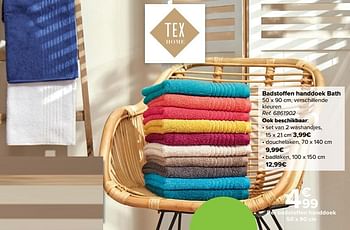 Promoties Badstoffen handdoek bath - Tex - Geldig van 27/03/2024 tot 29/04/2024 bij Carrefour