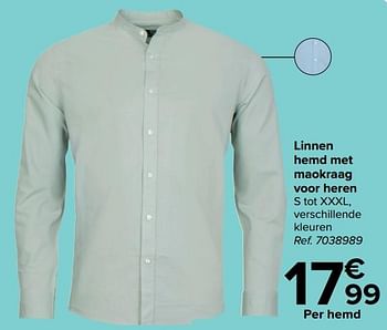 Promotions Linnen hemd met maokraag voor heren - Tex - Valide de 27/03/2024 à 29/04/2024 chez Carrefour