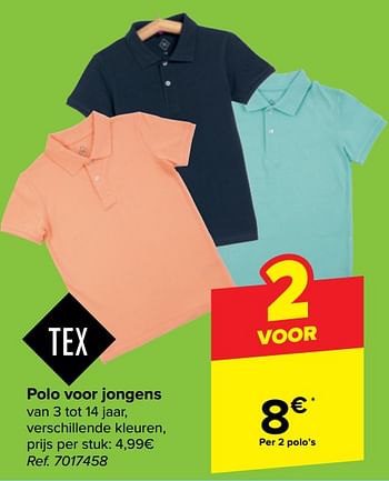Promotions Polo voor jongens - Tex - Valide de 27/03/2024 à 29/04/2024 chez Carrefour